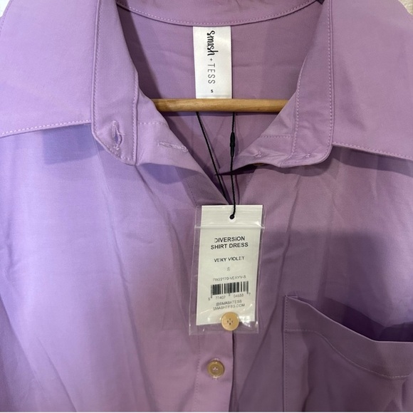 10 NWT Smash + Tess Diversion Dress pockets violet oversized Women’s size small - Picture 7 of 10